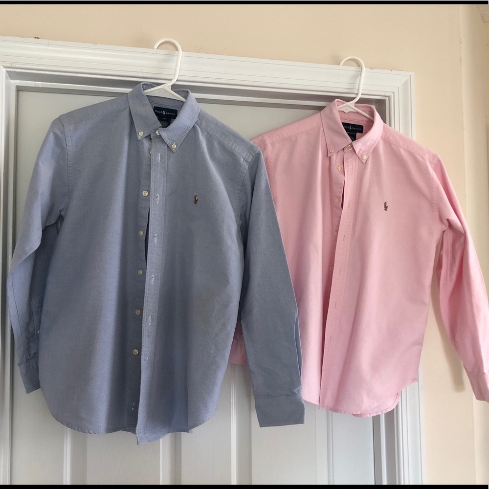 Boy’s Polo Ralph Lauren dress shirts Lot medium 12-14 pink blue